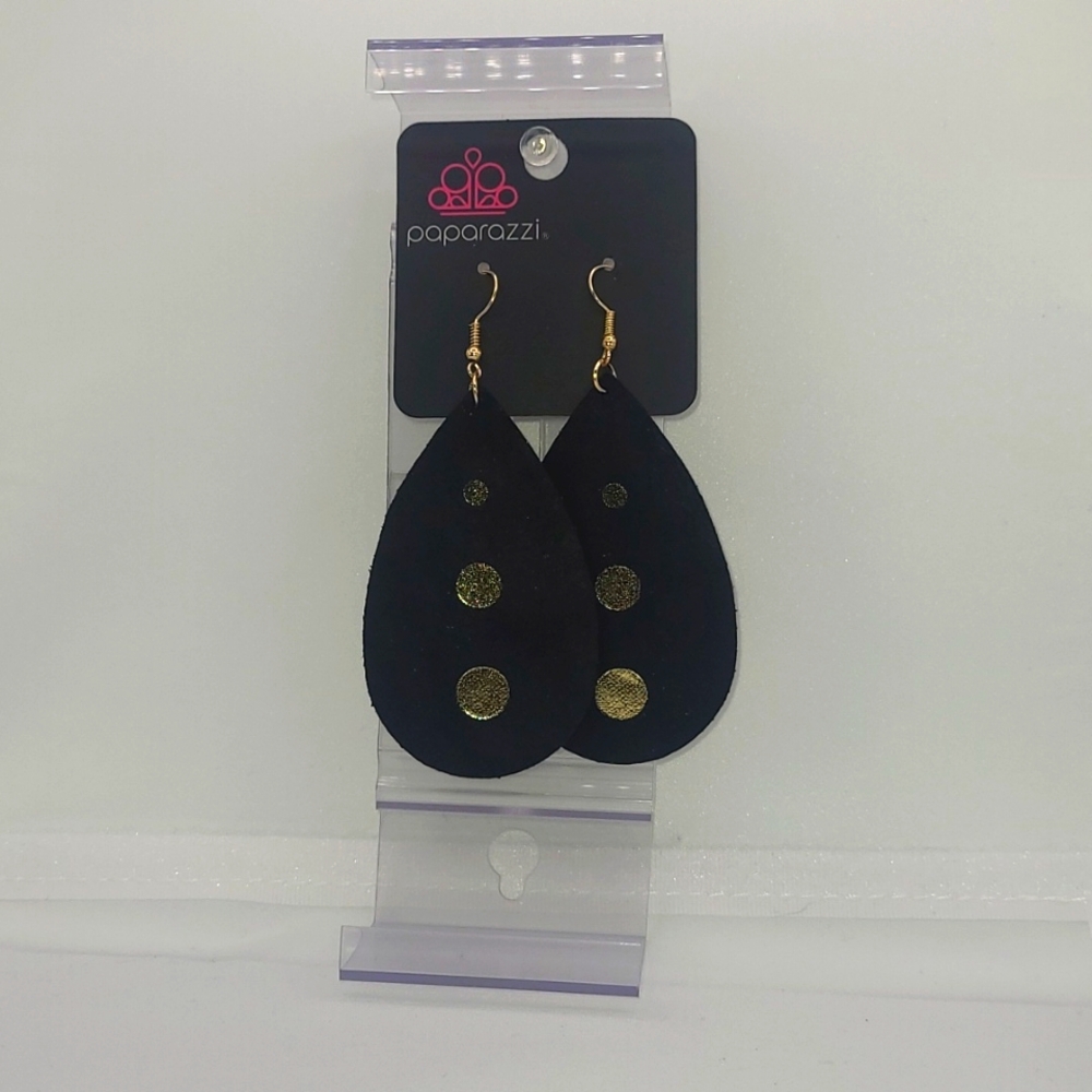 Black And Gold Paparazzi Costume Earrings